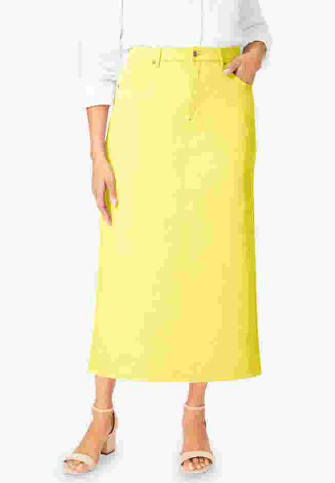 Classic Cotton Denim Midi Skirt image number 0