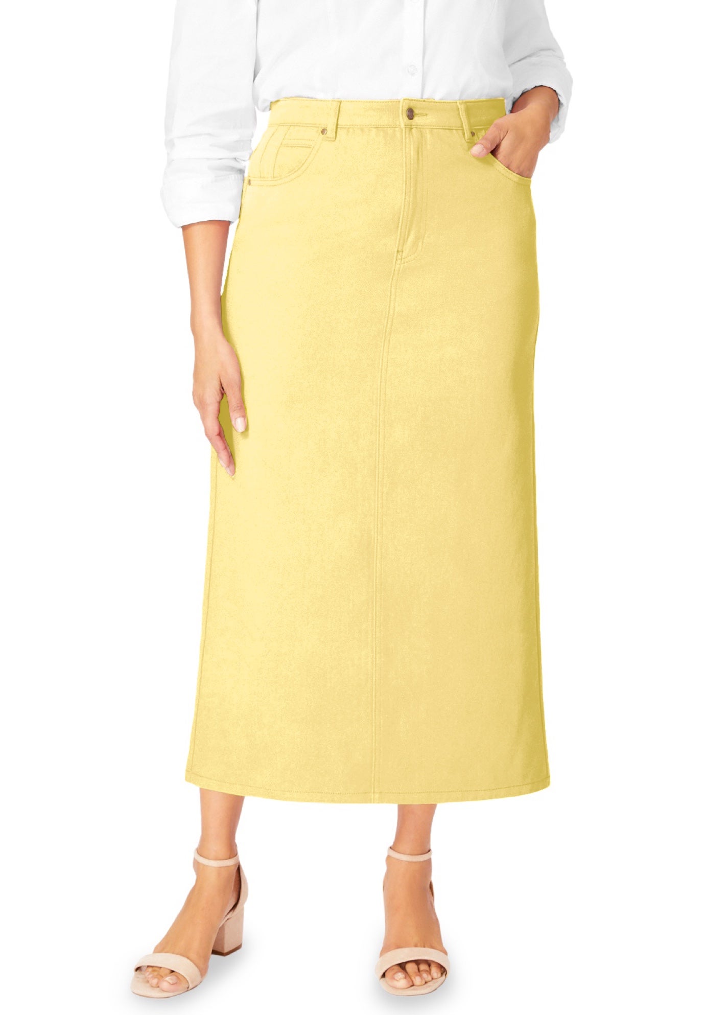Classic Cotton Denim Midi Skirt image number 0