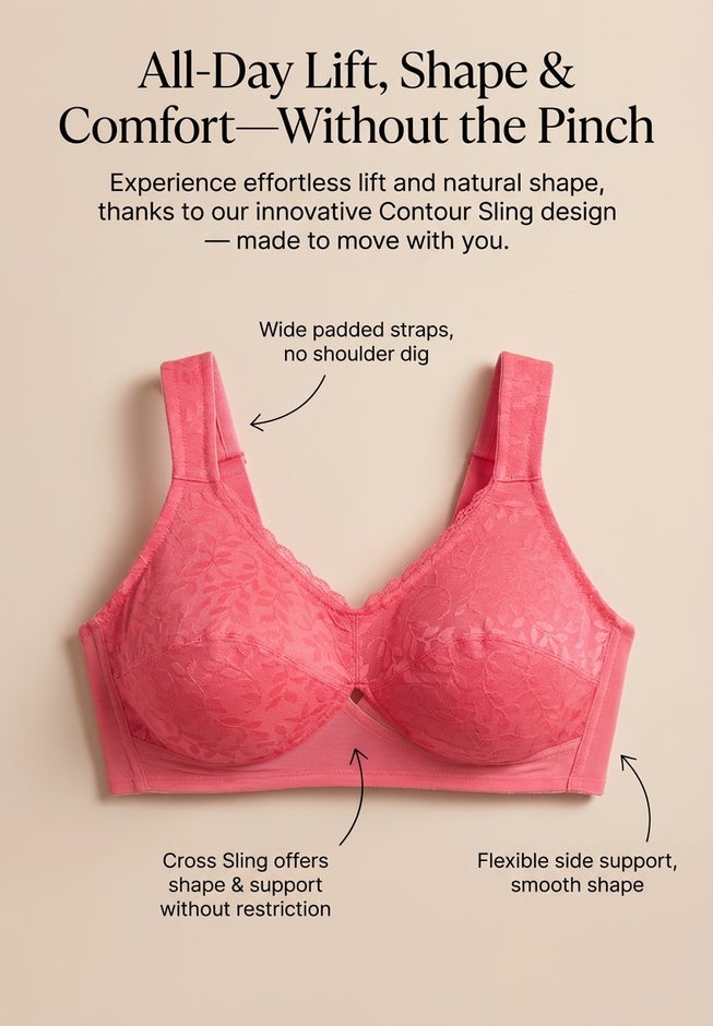 Comfort Choice&reg; Full Coverage Sling Double Band Lace Bra image number 3