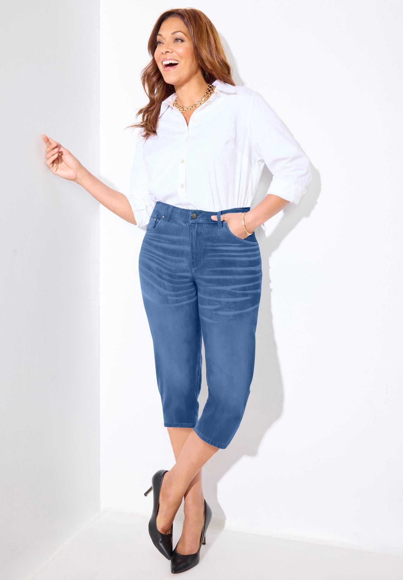Right Fit&reg; Moderately Curvy Jean Capri image number 0