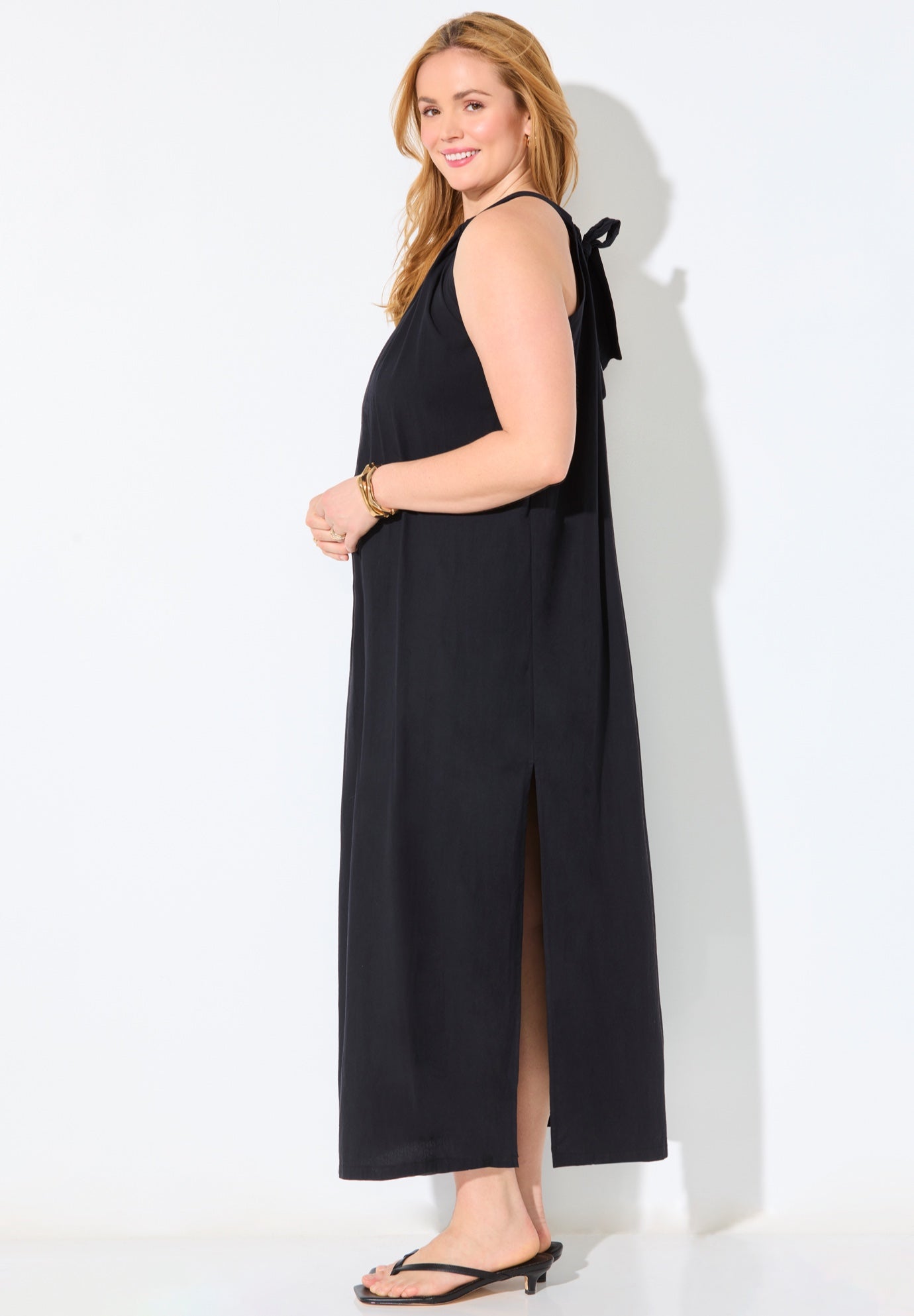 Cotton High Neck Maxi Dress Cover Up image number 2