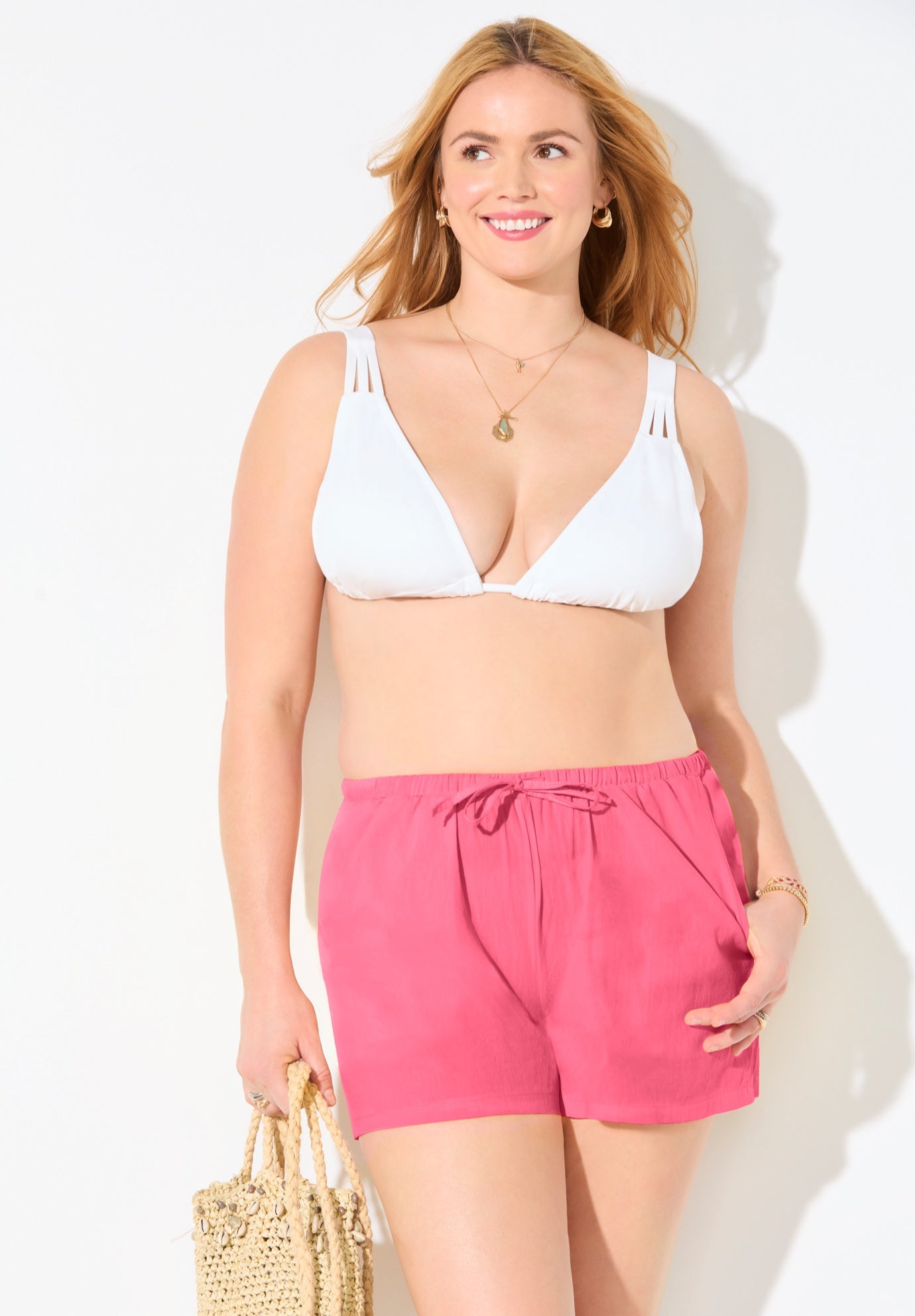 Cotton Tie-Front Cover Up Shorts image number 3