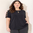 Suprema&reg; Crisscross Elbow Sleeve Tee image number null