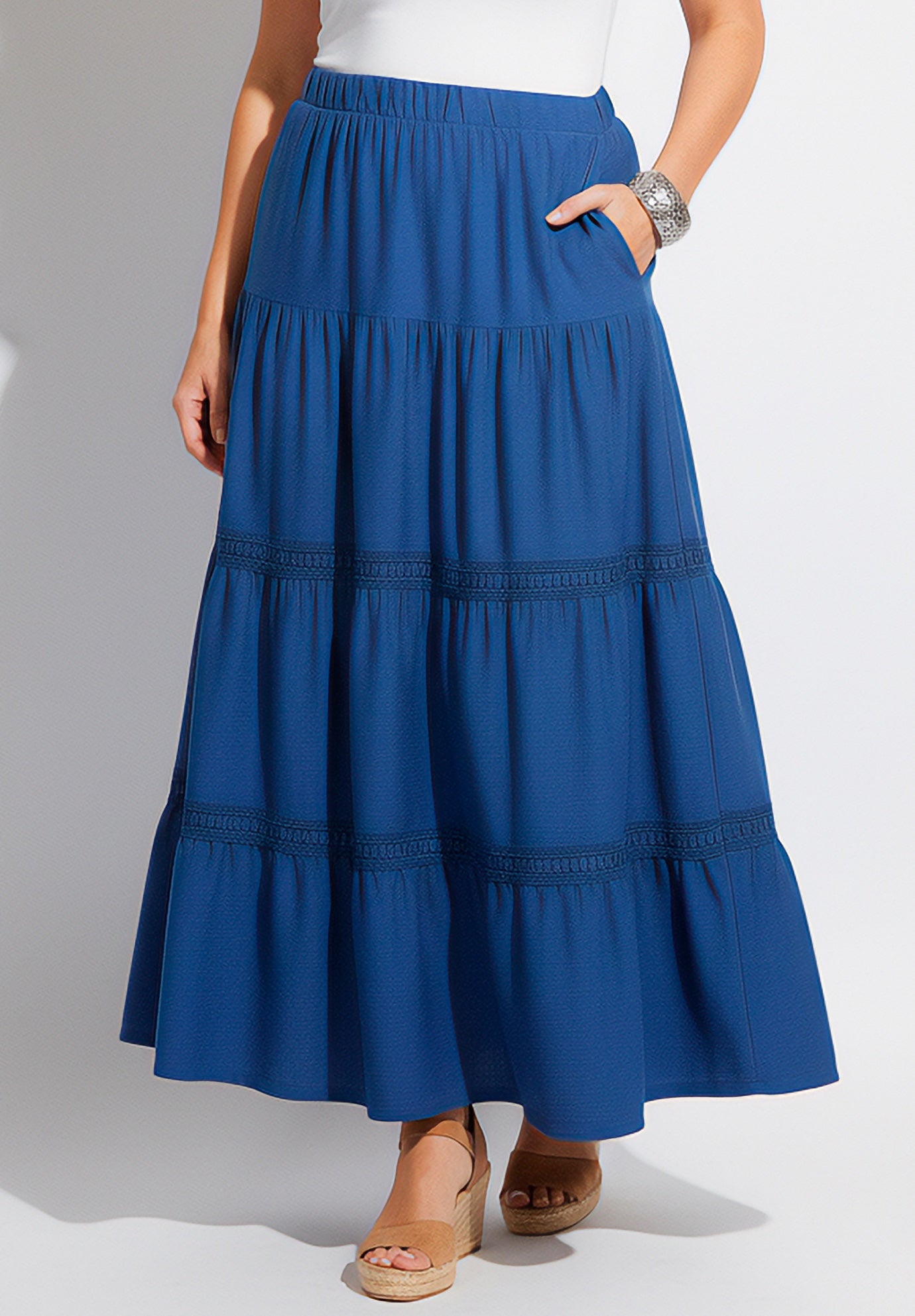 Knit Gauze Tiered Skirt image number 0