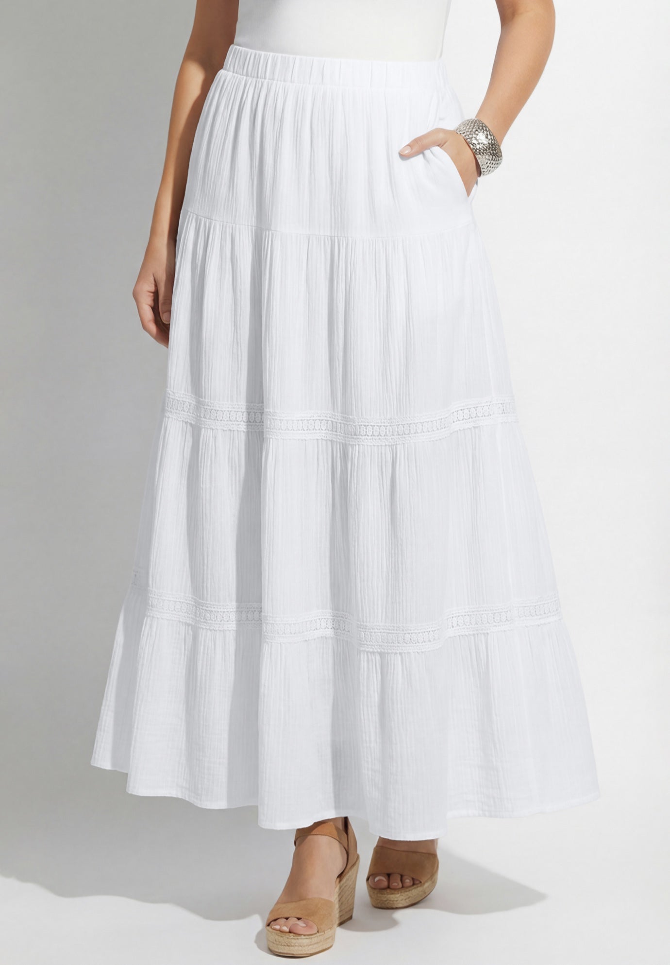 Knit Gauze Tiered Skirt image number 0