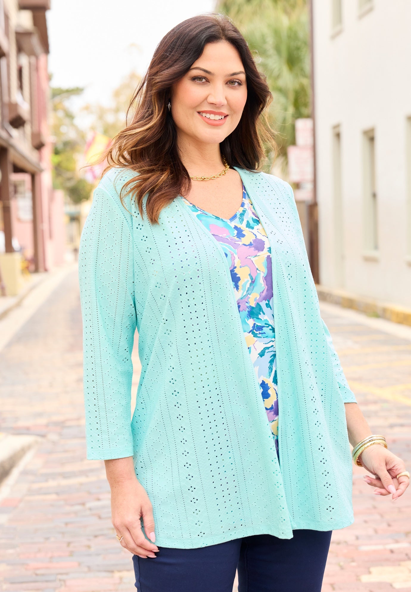 Eyelet Cardigan & Knit Tank Duet image number 0