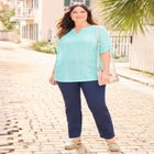 Eyelet Cinch Sleeve Top image number null