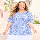 Knit Gauze Peasant Top image number null