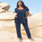 Plus Size Straight Leg Soft Knit Pull On Pant image number null