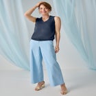Stretch Cotton Chino Wide-Leg Trouser image number null