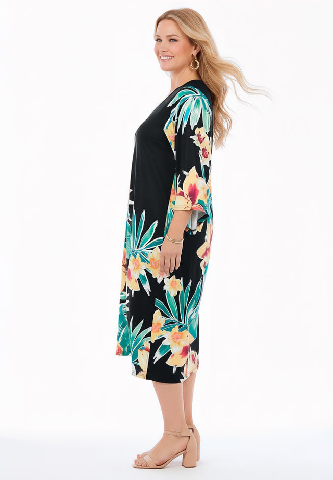 Angel Sleeve V-Neck Shift Dress image number 2