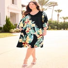 Angel Sleeve V-Neck Shift Dress image number null