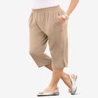 Plus Size Soft Knit Relaxed Pull-On Capri Pant image number null