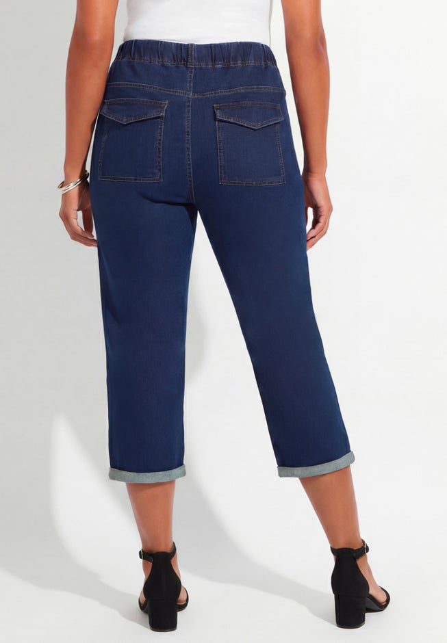 Relaxed Rolled Knit Jean Capri image number 1