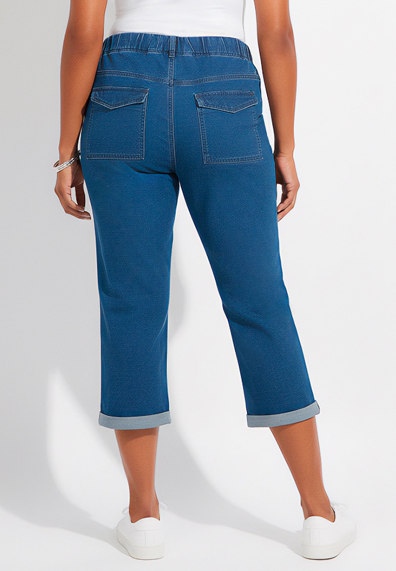Relaxed Rolled Knit Jean Capri image number 1
