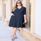 Eyelet Fit & Flare Faux Wrap Dress image number null