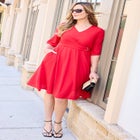 Eyelet Fit & Flare Faux Wrap Dress image number null