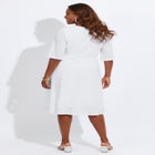 Eyelet Fit & Flare Faux Wrap Dress image number null