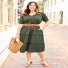 Gauze Crochet Tiered Dress image number null