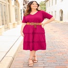 Gauze Crochet Tiered Dress image number null