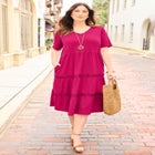 Gauze Crochet Tiered Dress image number null