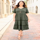 Gauze Crochet Tiered Dress image number null