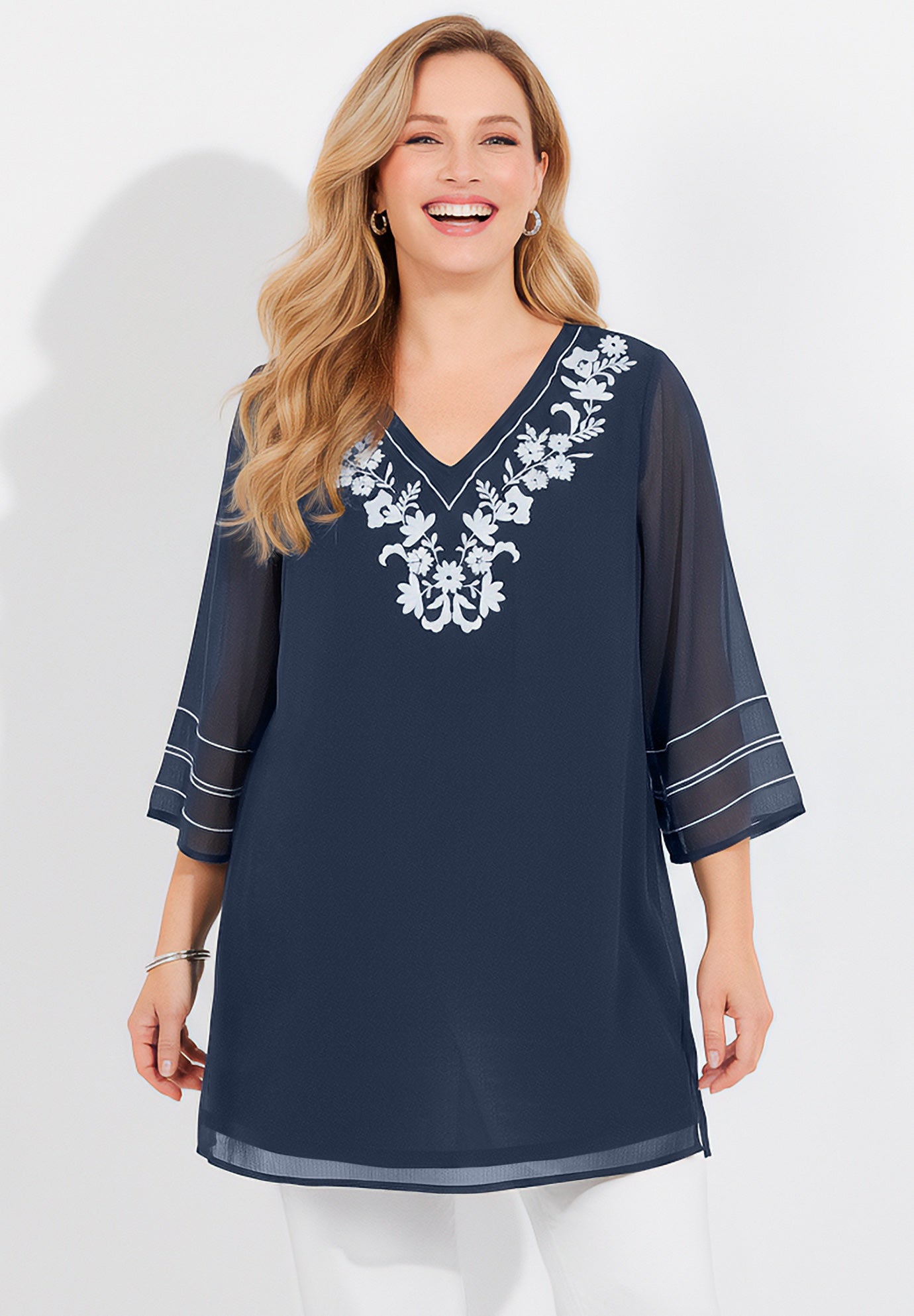 Crinkle Embroidered Tunic image number 0