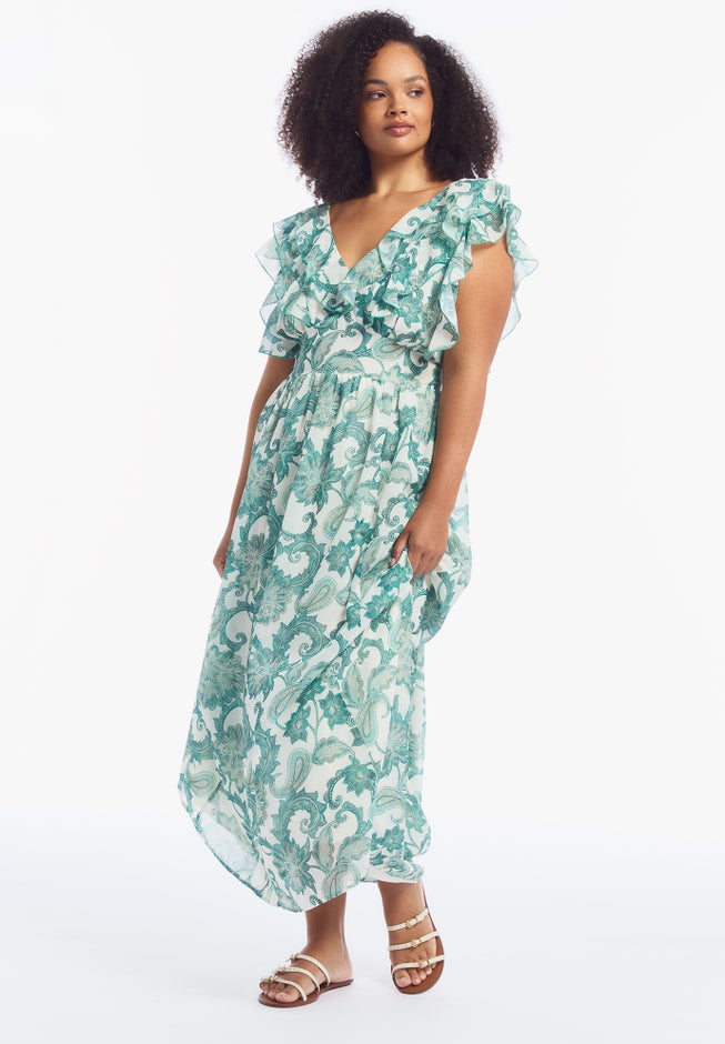 Ruffled Chiffon Maxi Dress image number 4