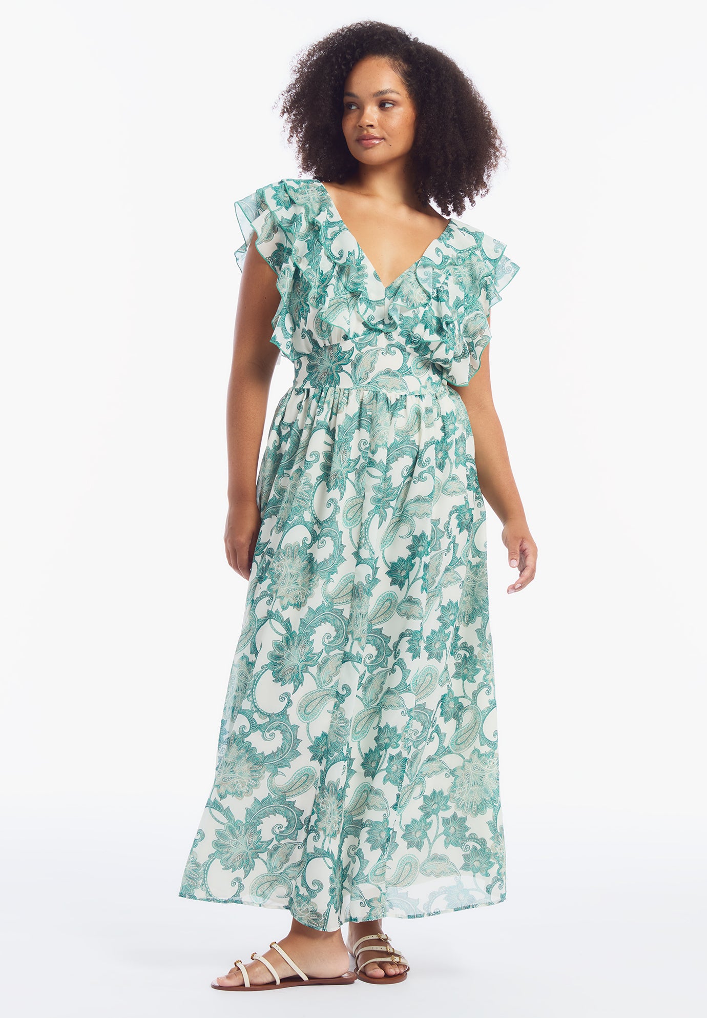 Ruffled Chiffon Maxi Dress image number 1