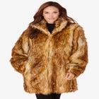 Plus Size Mid-Length Hooded Faux Fur Coat image number null