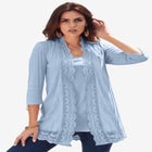 Crochet Trim Pointelle Cardigan image number null