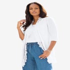 Plus Size Crochet Trim Pointelle Cardigan image number null