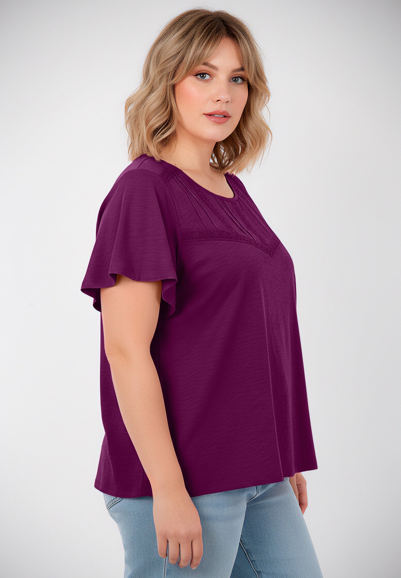 Slub Lace Yoke Tee image number 2