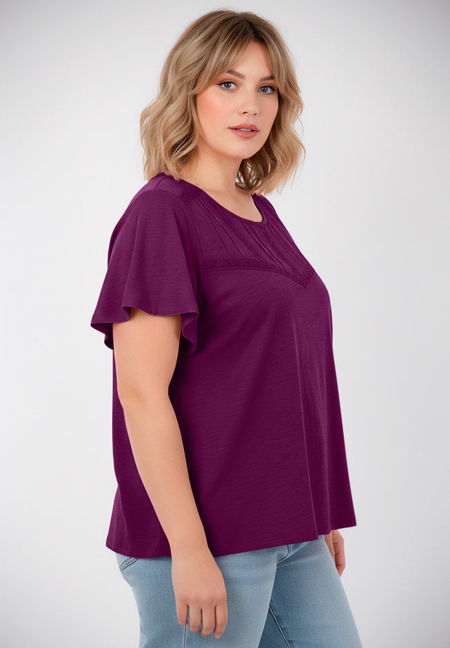 Slub Lace Yoke Tee image number 2