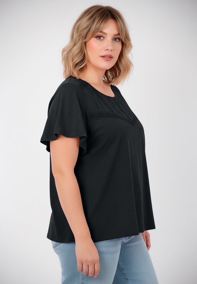 Slub Lace Yoke Tee image number 2