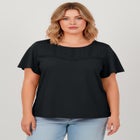 Slub Lace Yoke Tee image number 0