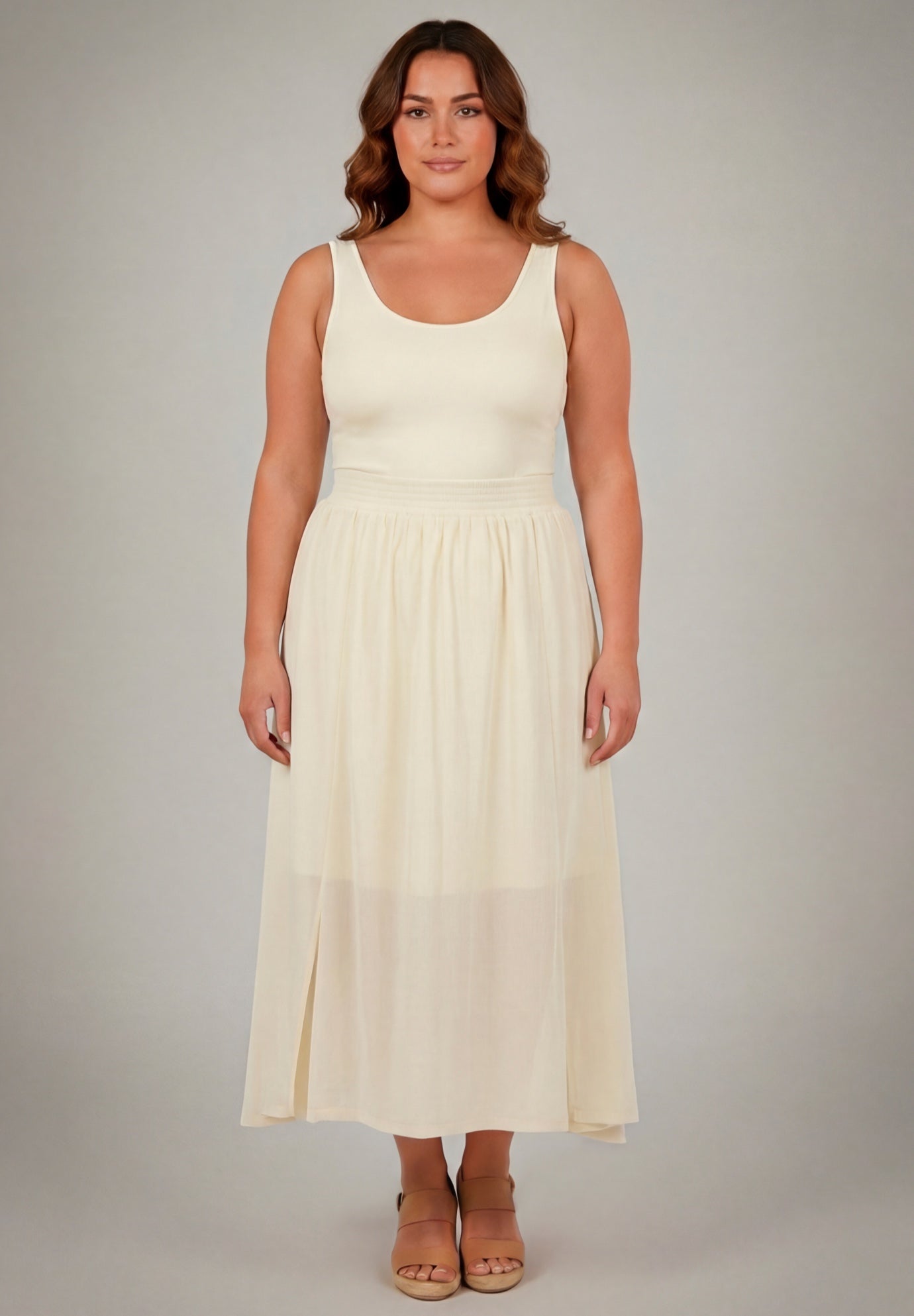 Knit Gauze Smocked Skirt image number 1