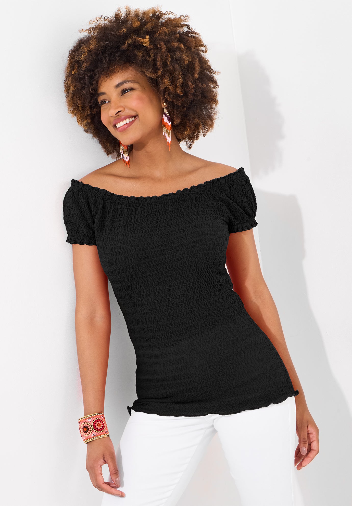 Stretchy Off the Shoulder Tee image number 0