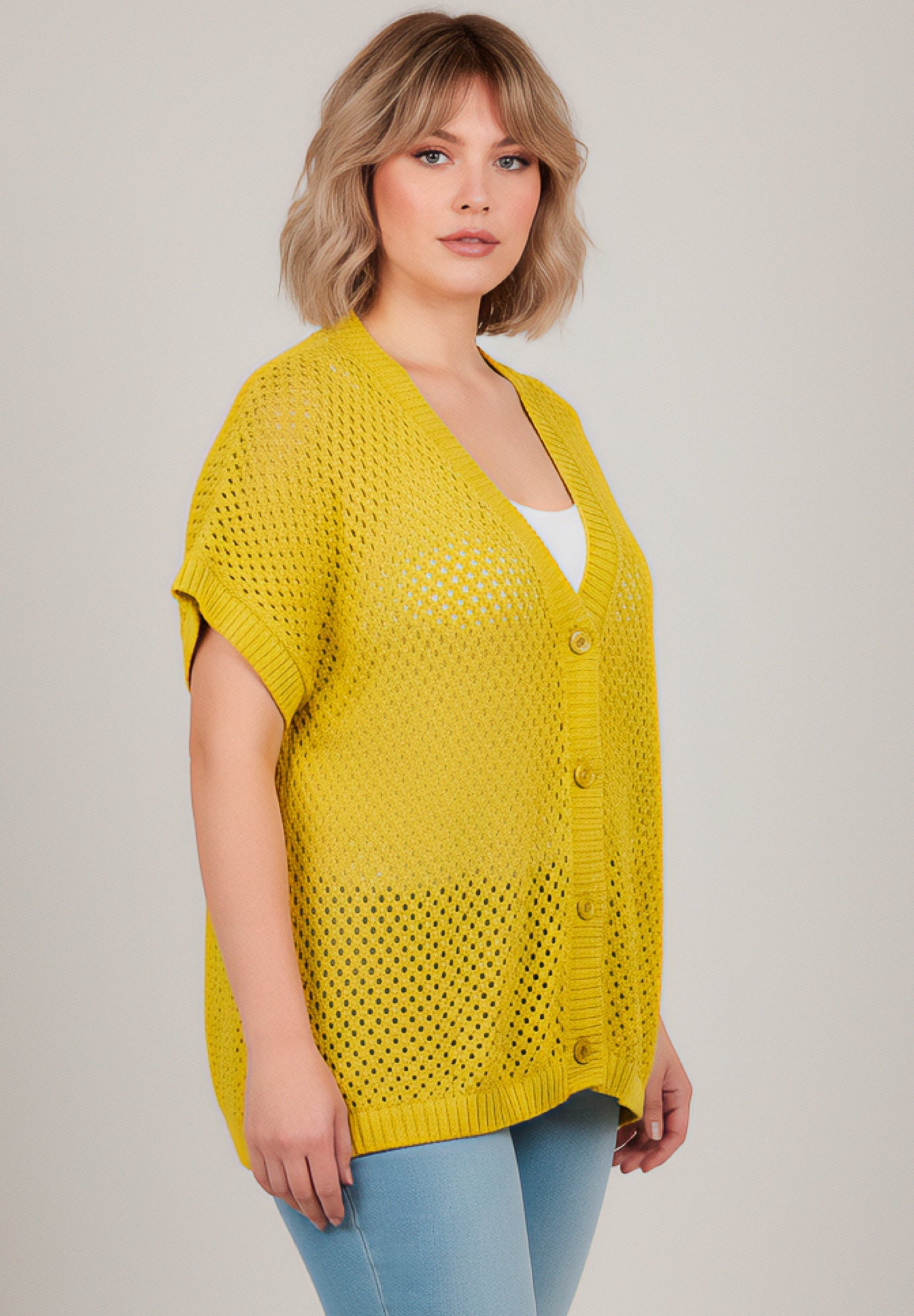 Short Sleeve Button Front Cardigan image number 2