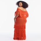 Off-Shoulder Fringe Sweater Dress image number null