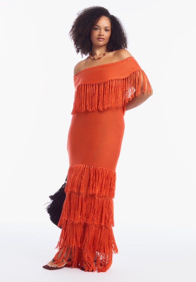 orange off the shoulder sweater dress Aria Off the Shoulder Sweater Dress (Women)