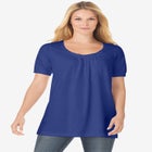Perfect Short-Sleeve Shirred U-Neck Tunic image number null