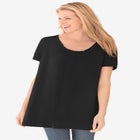 Perfect Short-Sleeve Shirred U-Neck Tunic image number null