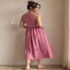 Ribbed Bodice Knit Empire Midi Dress image number null