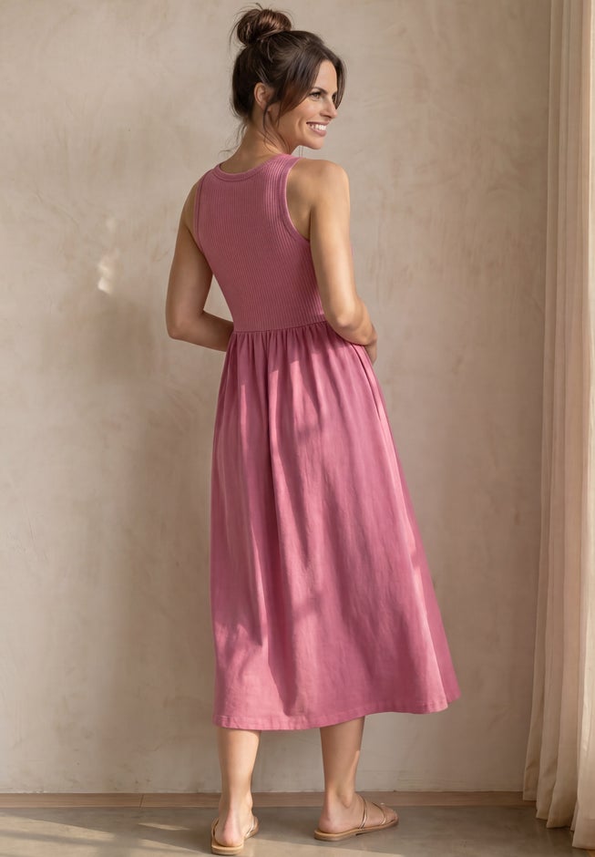 Ribbed Bodice Knit Empire Midi Dress image number 1