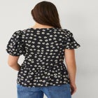 Puff Sleeve Peplum Hem Blouse image number null