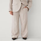 Wide Leg Elastic Waist Linen Trouser image number null