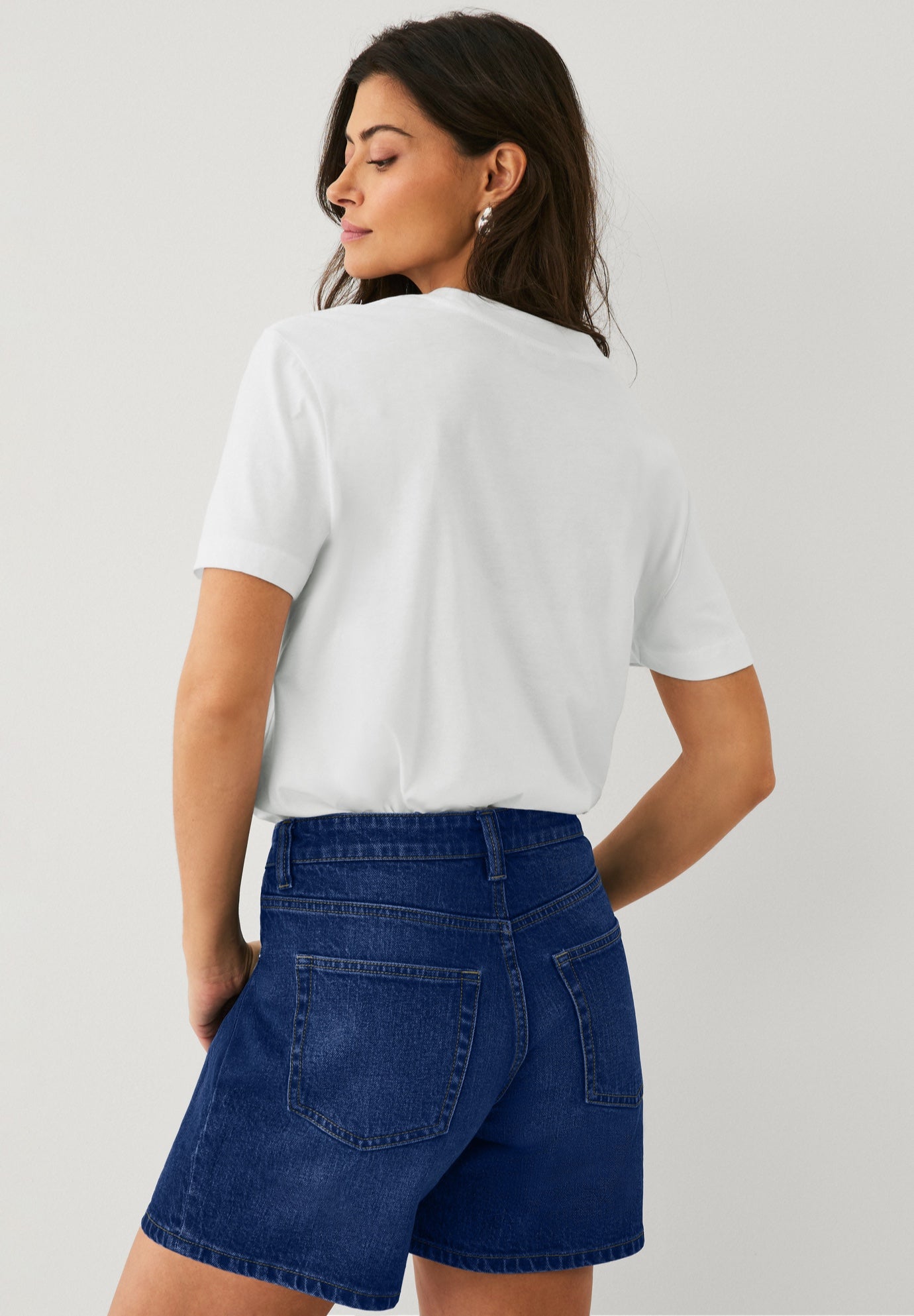 Denim 5-pocket Relaxed &ldquo;mom" Shorts image number 1