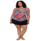 Ronnie Two Tier Ruffle Tankini Plus Swimsuit Top image number null