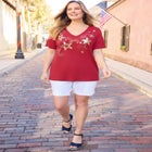 Slub Knit V-Neck Americana Tee image number null